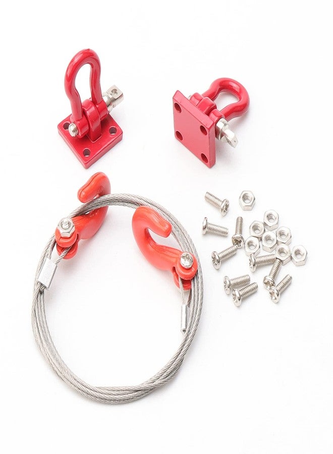 Rchobbytop RC Trailer Hooks 2-Pack Metal Trailer Chain Rope with Tow Hook Winch Shackles for Axial SCX10 Tamiya CC01 TF2 D90 D110 HILUX Wraith Tundra 1/10 RC Rock Crawler Truck Scale Decor Accessories, Red - Image 3